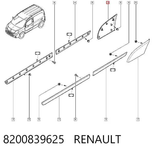 Moldura del guardabarros trasero derecho 8200839625 Renault (RVI)