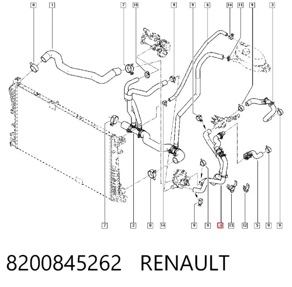 Manguera radiador 8200845262 Renault (RVI)