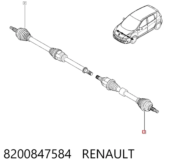 Semieje delantero izquierdo 8200847584 Renault (RVI)