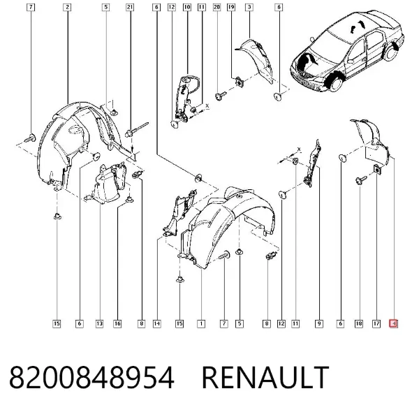 Paso de rueda trasero izquierdo trasero 8200848954 Renault (RVI)