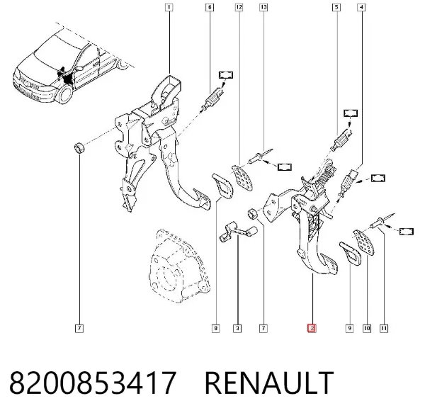 Pedal embrague Renault Megane II