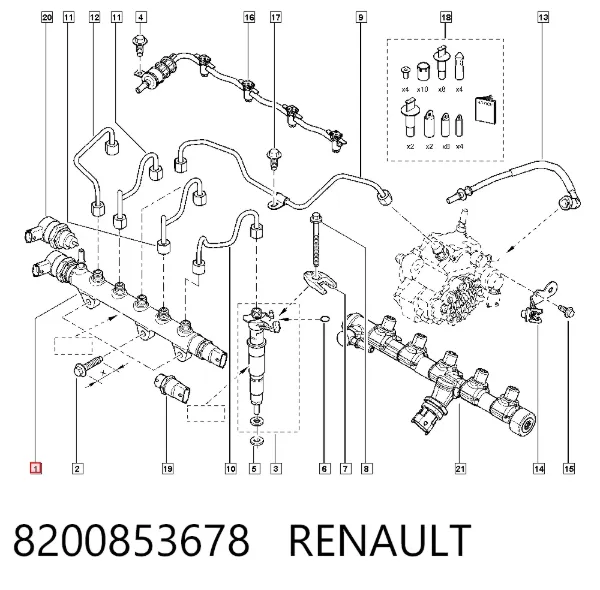 Rampa de combustible 8200853678 Renault (RVI)