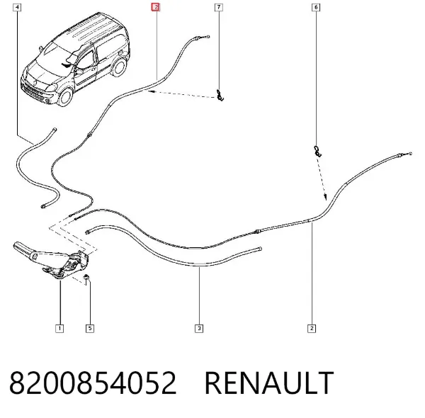 Cable de freno de mano trasero derecho/izquierdo 8200854052 Renault (RVI)