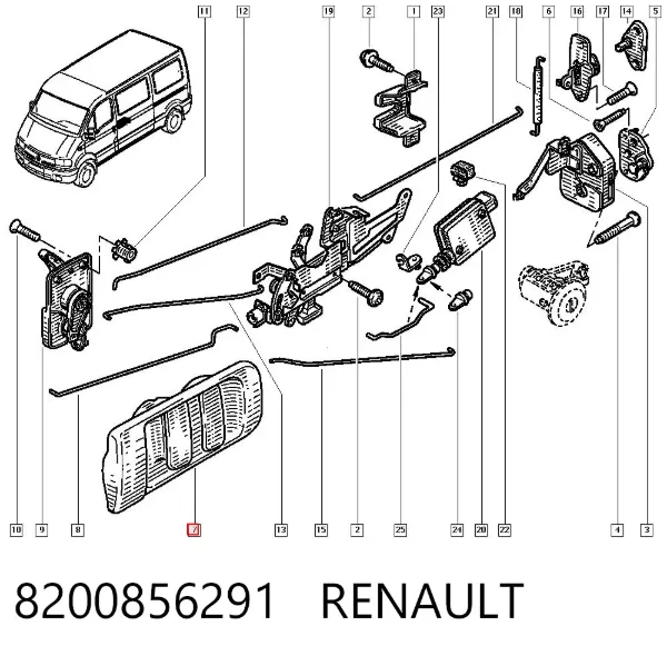Manija exterior izquierda de puerta corrediza 8200856291 Renault (RVI)
