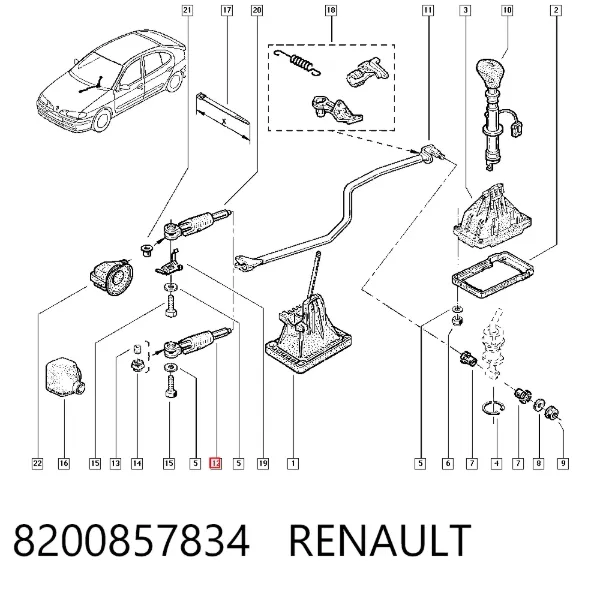 Terminal de varilla de la caja de cambios 8200857834 Renault (RVI)