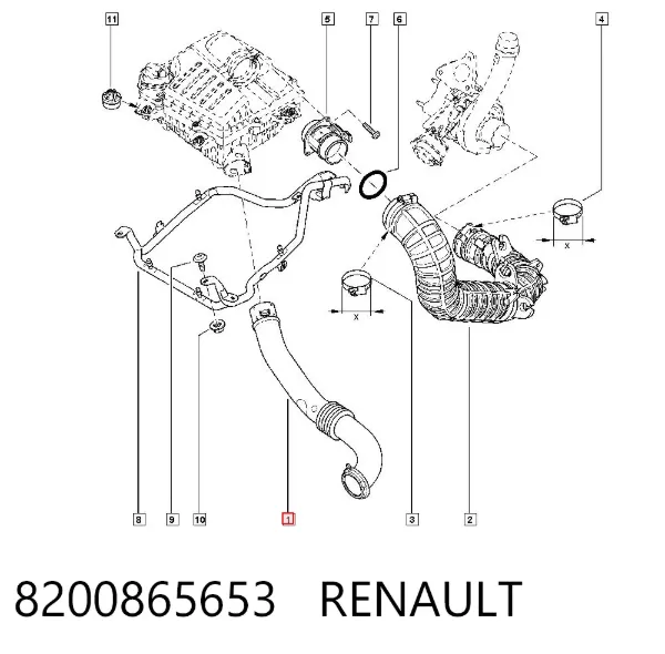 Tubo flexible de aspiración 8200865653 Renault (RVI)