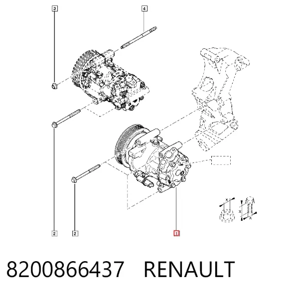 Compresor de aire acondicionado 8200866437 Renault (RVI)
