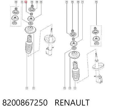 Buje de vástago de amortiguador delantero RENAULT 8200867250