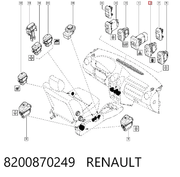 Interruptor de cierre centralizado 8200870249 Renault (RVI)