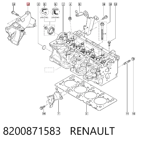 Soporte del soporte superior del motor 8200871583 Renault (RVI)