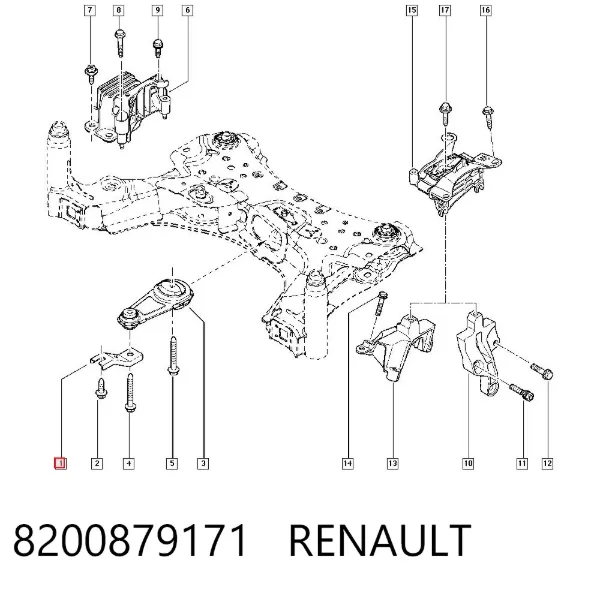 Soporte del soporte trasero del motor 8200879171 Renault (RVI)