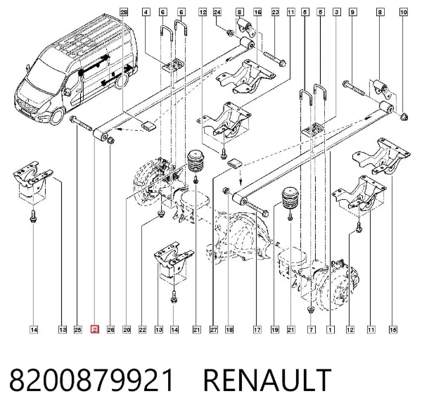 Ballesta de suspensión trasera 8200879921 Renault (RVI)