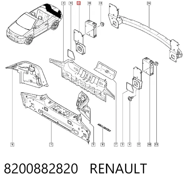 Refuerzo parachoques trasero Renault Megane II