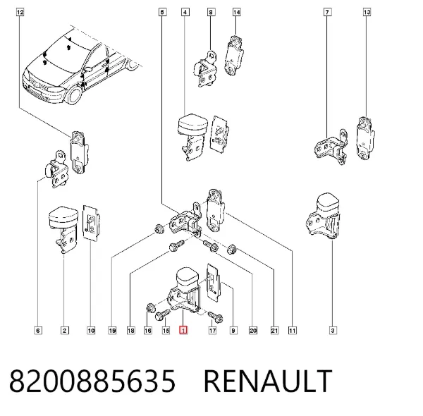 Bisagra de puerta delantera izquierda 8200885635 Renault (RVI)