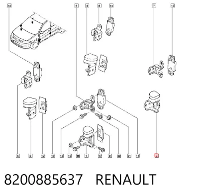 Bisagra de puerta trasera izquierda RENAULT 8200885637