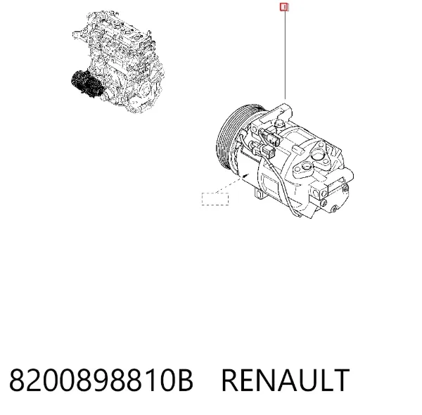 Compresor de aire acondicionado 8200898810B Renault (RVI)
