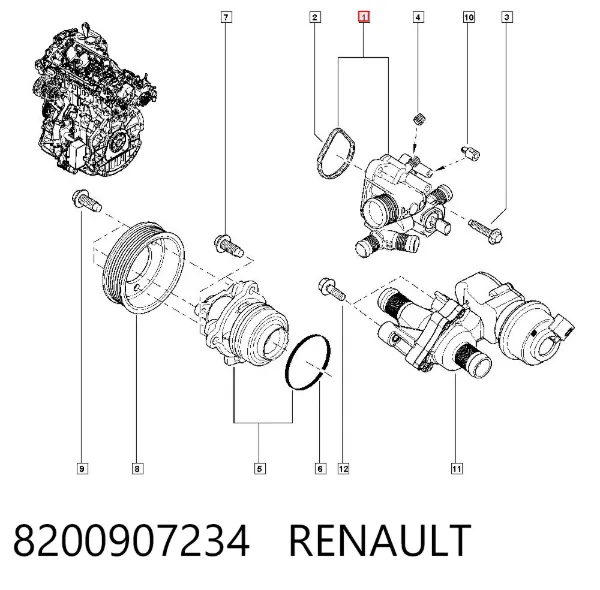 Caja de termostato 8200907234 Renault (RVI)