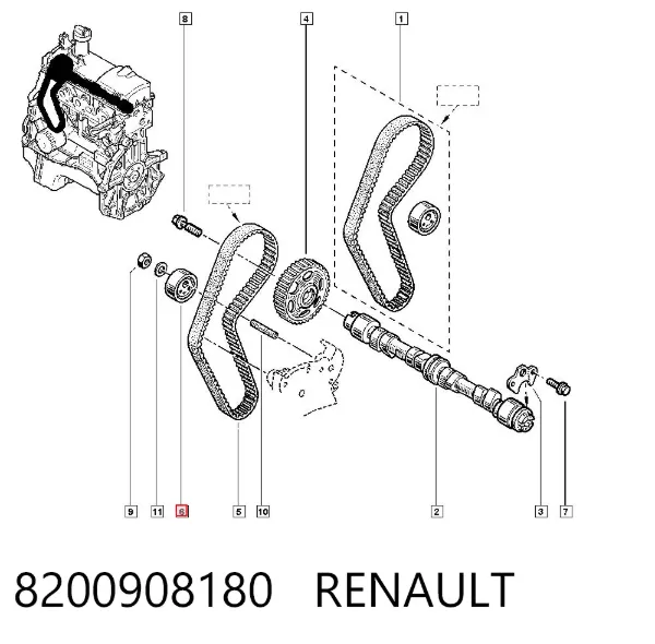 Tensor correa distribución 8200908180 Renault (RVI)