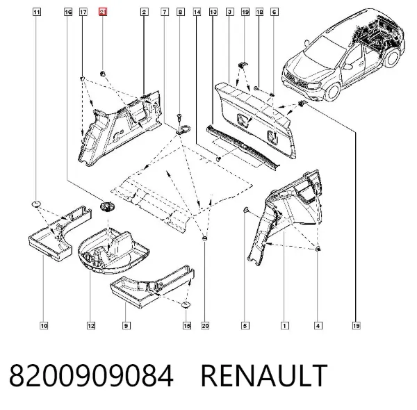Clip de moldura del pilar de carrocería 8200909084 Renault (RVI)