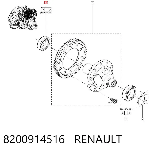 Rodamiento caja de cambios 8200914516 Renault (RVI)