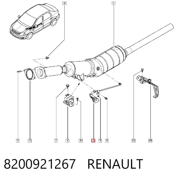 Sensor de presion gases de escape 8200921267 Renault (RVI)