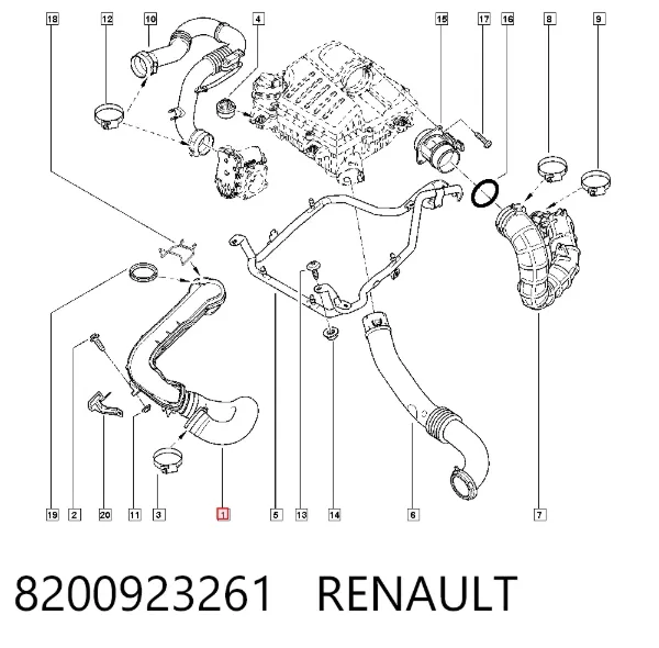 Tubo intercooler 8200923261 Renault (RVI)