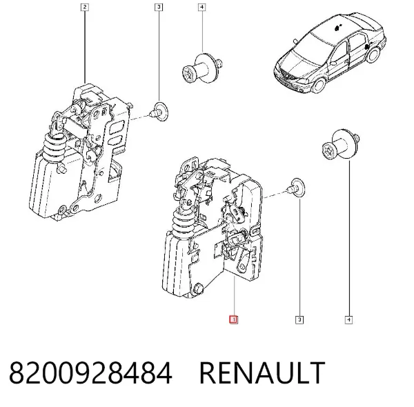 Cerradura de puerta trasera izquierda 8200928484 Renault (RVI)