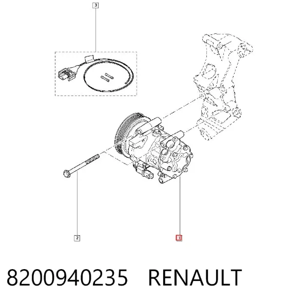 Compresor de aire acondicionado 8200940235 Renault (RVI)