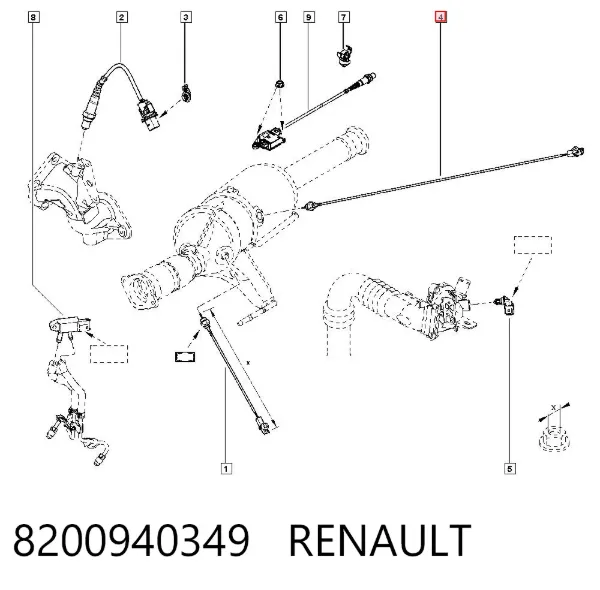 Sensor de temperatura de gases de escape después del filtro de partículas 8200940349 Renault (RVI)