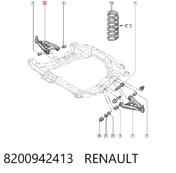 Brazo inferior derecho de la suspensión delantera 8200942413 Renault (RVI)