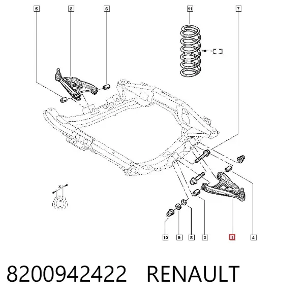 Brazo inferior izquierdo de la suspensión delantera 8200942422 Renault (RVI)