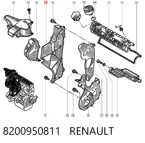 Cubierta interior de la correa de distribución 8200950811 Renault (RVI)