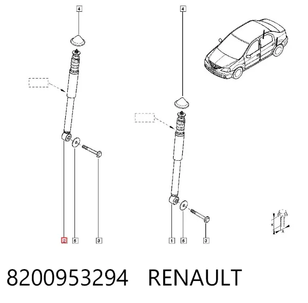 Amortiguador trasero 8200953294 Renault (RVI)