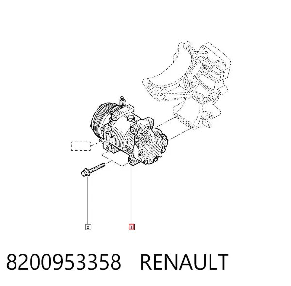 Compresor de aire acondicionado 8200953358 Renault (RVI)