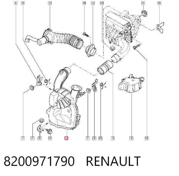 Resonador del filtro de aire 8200971790 Renault (RVI)