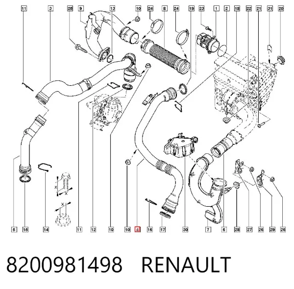 Tubo intercooler 8200981498 Renault (RVI)