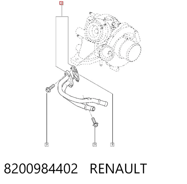 Manguera de refrigerante del turbocompresor, entrada 8200984402 Renault (RVI)