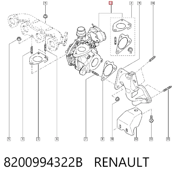 Turbocompresor 8200994322B Renault (RVI)