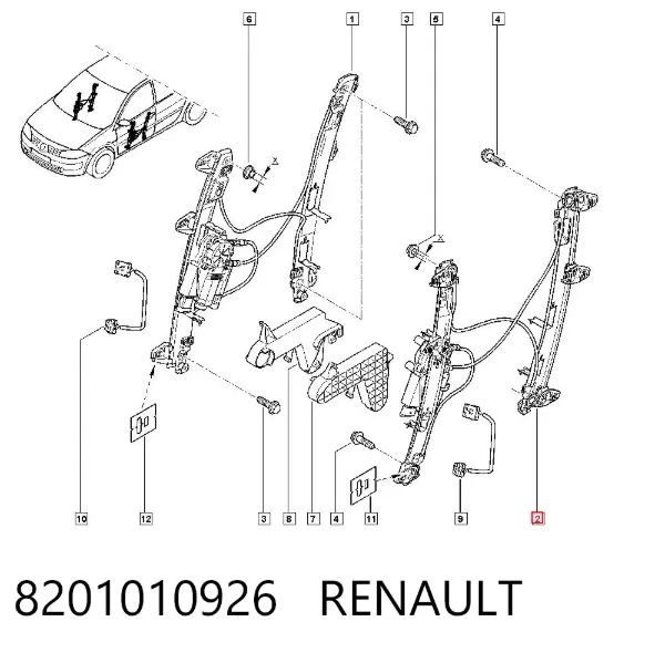 Mecanismo de elevalunas delantero izquierdo 8201010926 Renault (RVI)