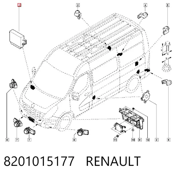 Módulo de control del asistente de aparcamiento 8201015177 Renault (RVI)