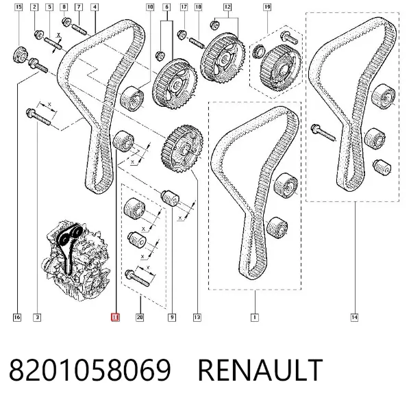 Polea correa distribución 8201058069 Renault (RVI)