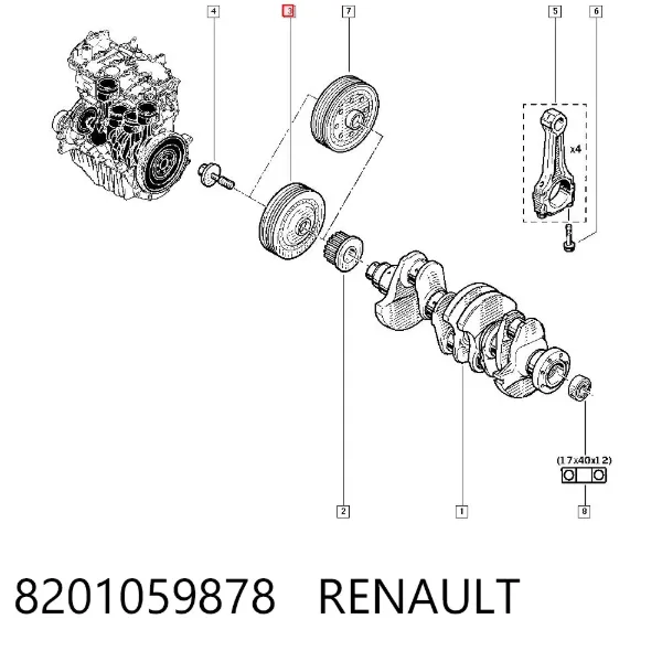 Polea de cigüeñal 8201059878 Renault (RVI)