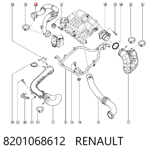 Tubo intercooler 8201068612 Renault (RVI)