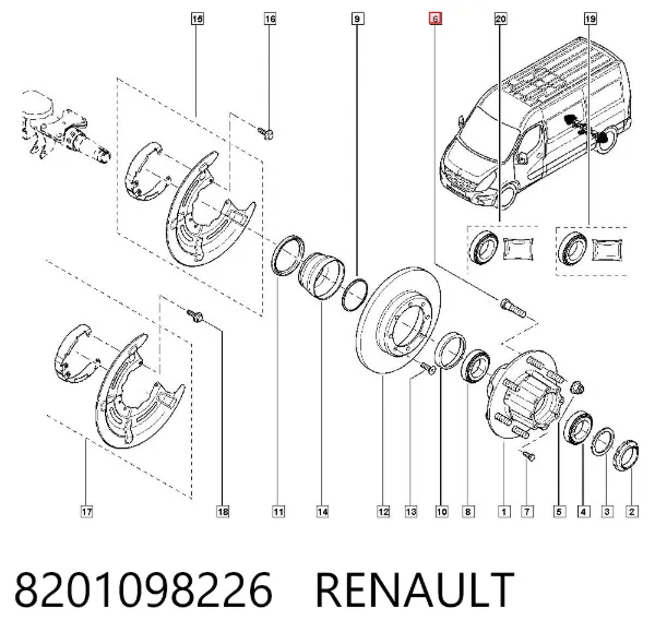 Espárrago de rueda trasero/delantero 8201098226 Renault (RVI)