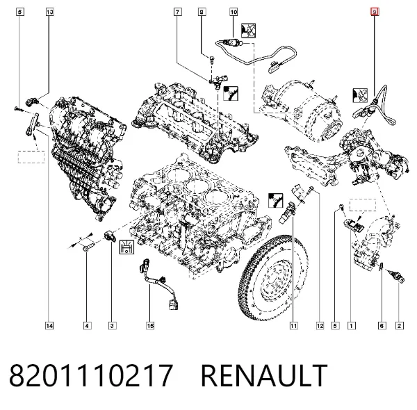 Sensor de oxígeno previo al catalizador 8201110217 Renault (RVI)