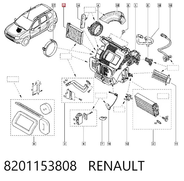 Filtro de habitáculo 8201153808 Renault (RVI)