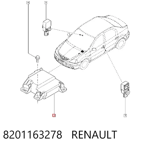 Módulo de control de airbag 8201163278 Renault (RVI)