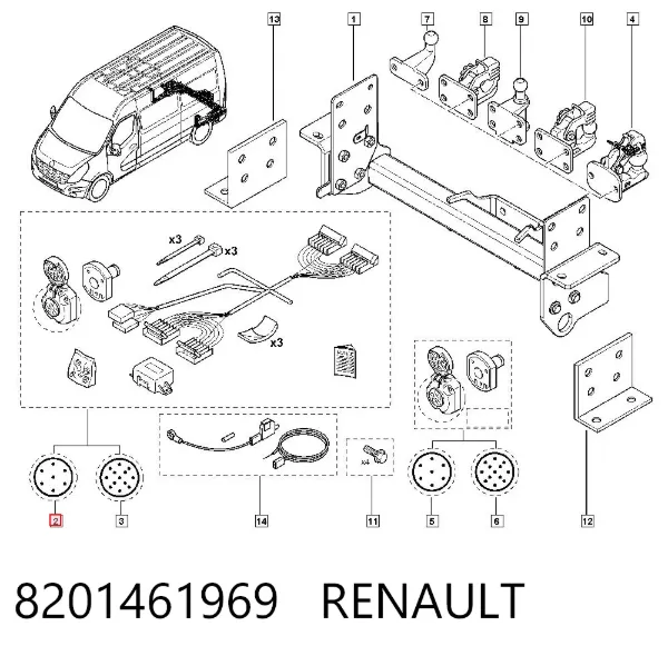 Cableado de enganche para remolque 8201461969 Renault (RVI)