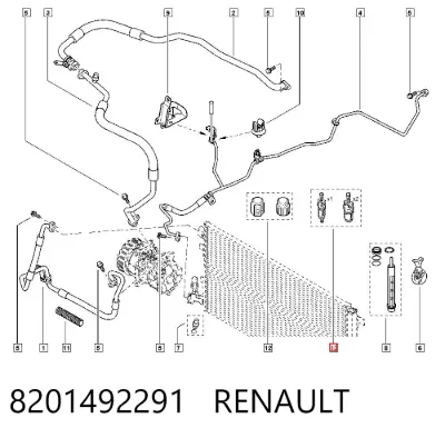 Válvula de carga de aire acondicionado RENAULT 8201492291