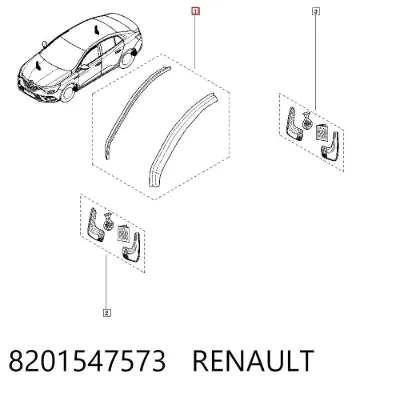 Juego de deflectores de aire para ventanas, 2 piezas RENAULT 8201547573